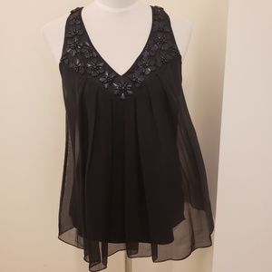 BEAUTIFUL REBECCA TAYLOR BLACK BEADED TOP SIZE 4